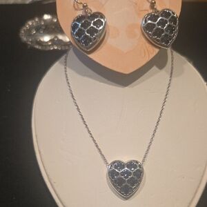 Brighton Deep Blue Swarokski Crystal Heart Necklace and Earrings Set